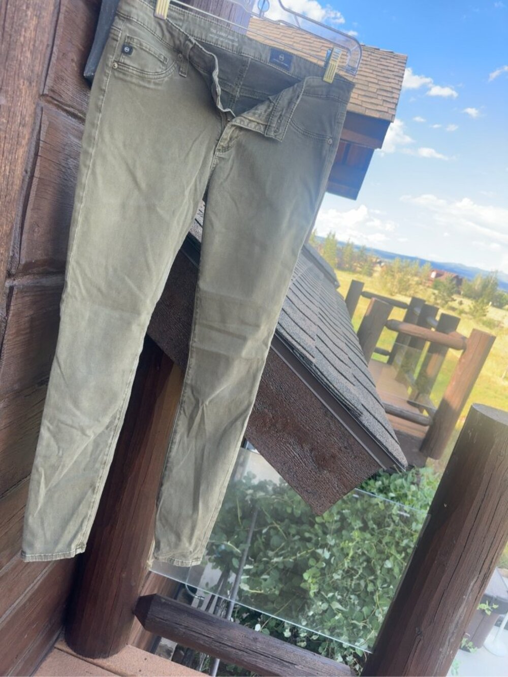 AG Adriano Goldschmied The Abbey Ankle Super Skinny Jeans Olive Green